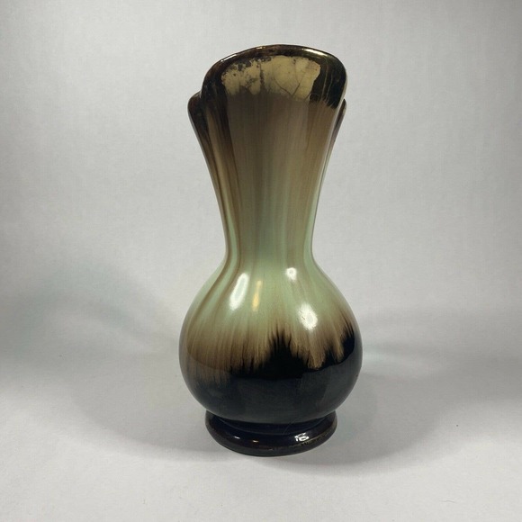 Art Pottery Vase Drip Glaze Turquoise Brown Ceramic 7" West Germany Beautiful! - Picture 2 of 12